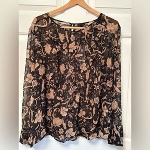 Who What Wear Floral Sheer Top NWT